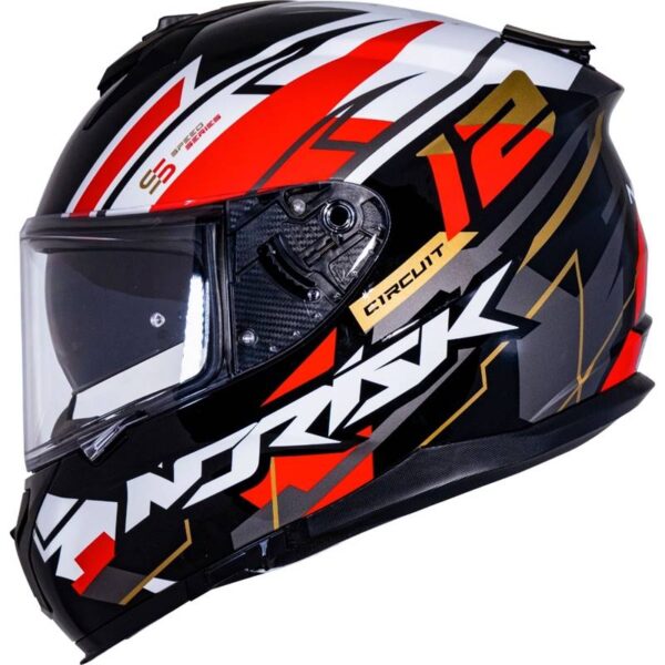 CAPACETE NORISK STRADA CIRCUIT PRETO/VERMELHO/DOURADO