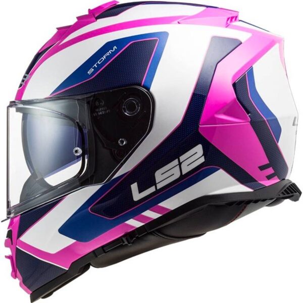 CAPACETE LS2 FF800 STORM TECHY BRANCO/ROSA (COM VISEIRA SOLAR)